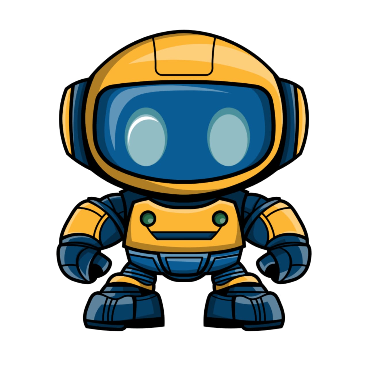 Blue and yellow creative robot for brand storytelling