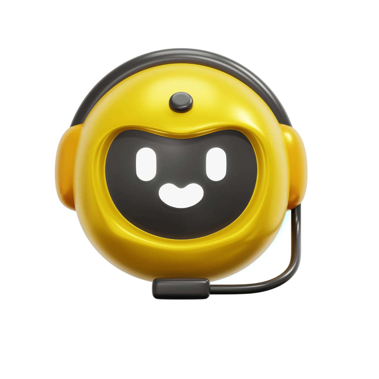 Yellow customer service robot with headphones